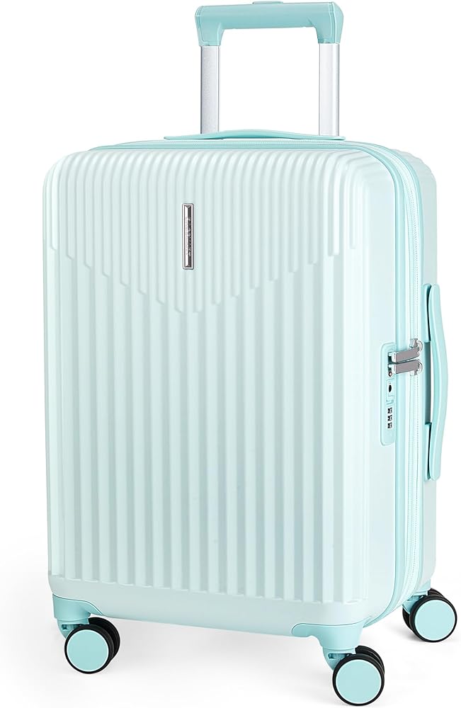 BAGSMART Carry On Luggage 22x14x9 Airline Approved with Spinner Wheels,100% PC Hardside Expandable Luggage with TSA Lock for Trips, 20 Inch Rolling Suitcases for Men Women,Green