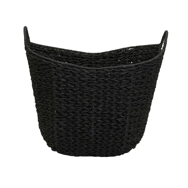 Household Essentials Paper Rope Basket with Handles, Natural Woven Woven Storage Basket, Great for Decoration or Organization