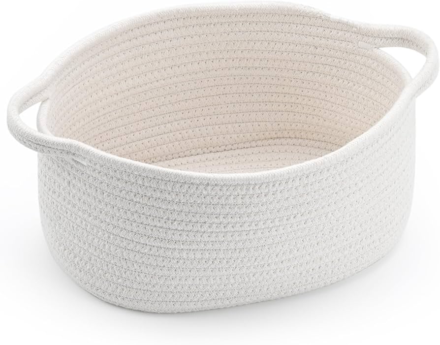 Cute Woven Storage Basket with Handle, Baskets for Gifts Empty, Gift Baskets for Burr Graduation Birthday Wedding Baby Shower, Decorative Organizer Container for Nursery, 13" D x 8" W x 6" H