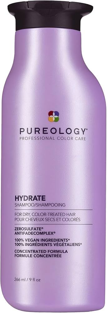 Pureology Hydrate Shampoo - For Dry or Color Treated Hair, Moisturizing Shampoo For Hydration & Softness, With Rose Extract & Green Tea, Vegan & Sulfate-Free