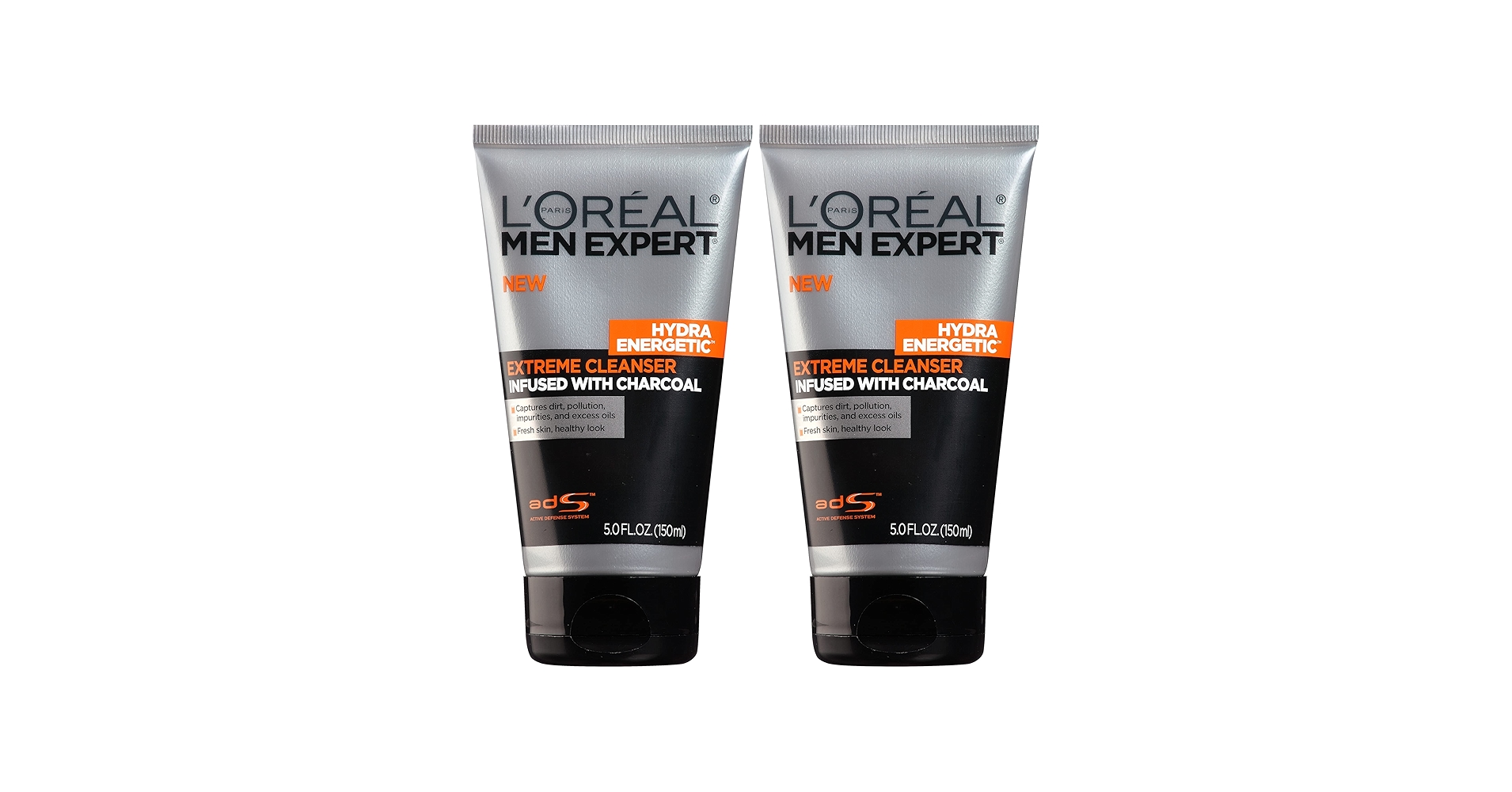 L'Oreal Paris Men Expert Hydra Energetic Daily Facial Cleanser with Charcoal, 2 ct.