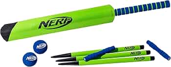 Nerf Foam Cricket Set - Full Starter Cricket with 30" Bat, (2) Foam Balls + (3) Plastic Wickets - Perfect for Adults, Kids + Beginners - Full Set