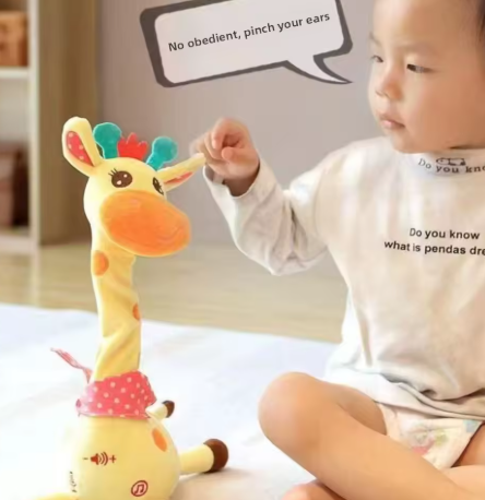 Repeating What You Say Dancing Talking Giraffe Toy with 10 Songs Adjustable Volume Swaying Dancing Giraffe Musical Glowing