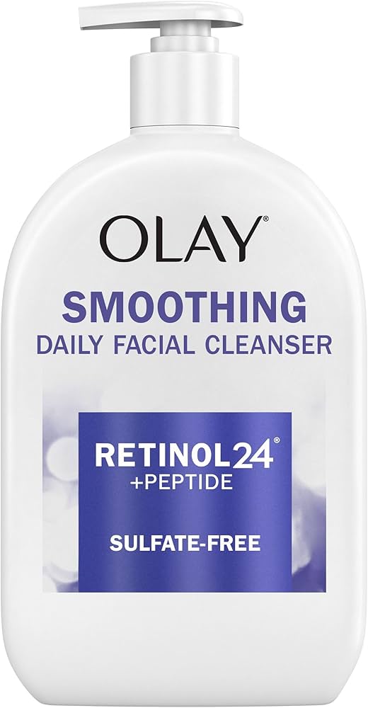 Olay Face Wash, Daily Facial Cleanser with Retinol, Peptides & Glycerin - Smoothing, Noursihes Skin Surface, Hydrates while Cleansing - Sulfate-Free, Paraben-Free, 16 Oz