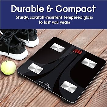 EnerPlex Fit 2020 Model Bluetooth Body Fat Scale, Weight Scales Digital Smart Body Composition Wireless Analyzer BMI Scale Health Monitor with Smartphone APP, 396 lbs Black