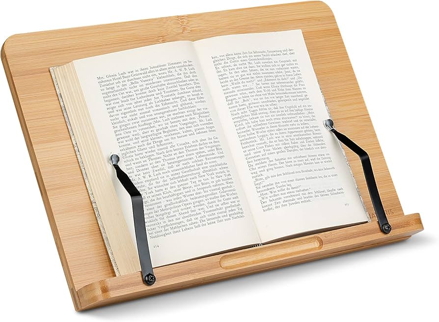 Adjustable Bamboo Cookbook Stand for Kitchen Counter
