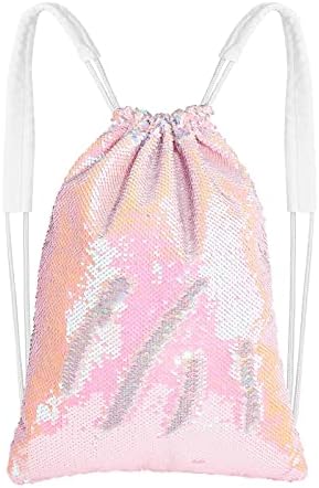 MHJY Sparkly Drawstring Backpack Mermaid Sequin Dance Bag Sports Gym Beach Swim Backpack Birthday Easter Gift Bag | Dance Bag, Sports, Gym, Beach, Swim, Backpack