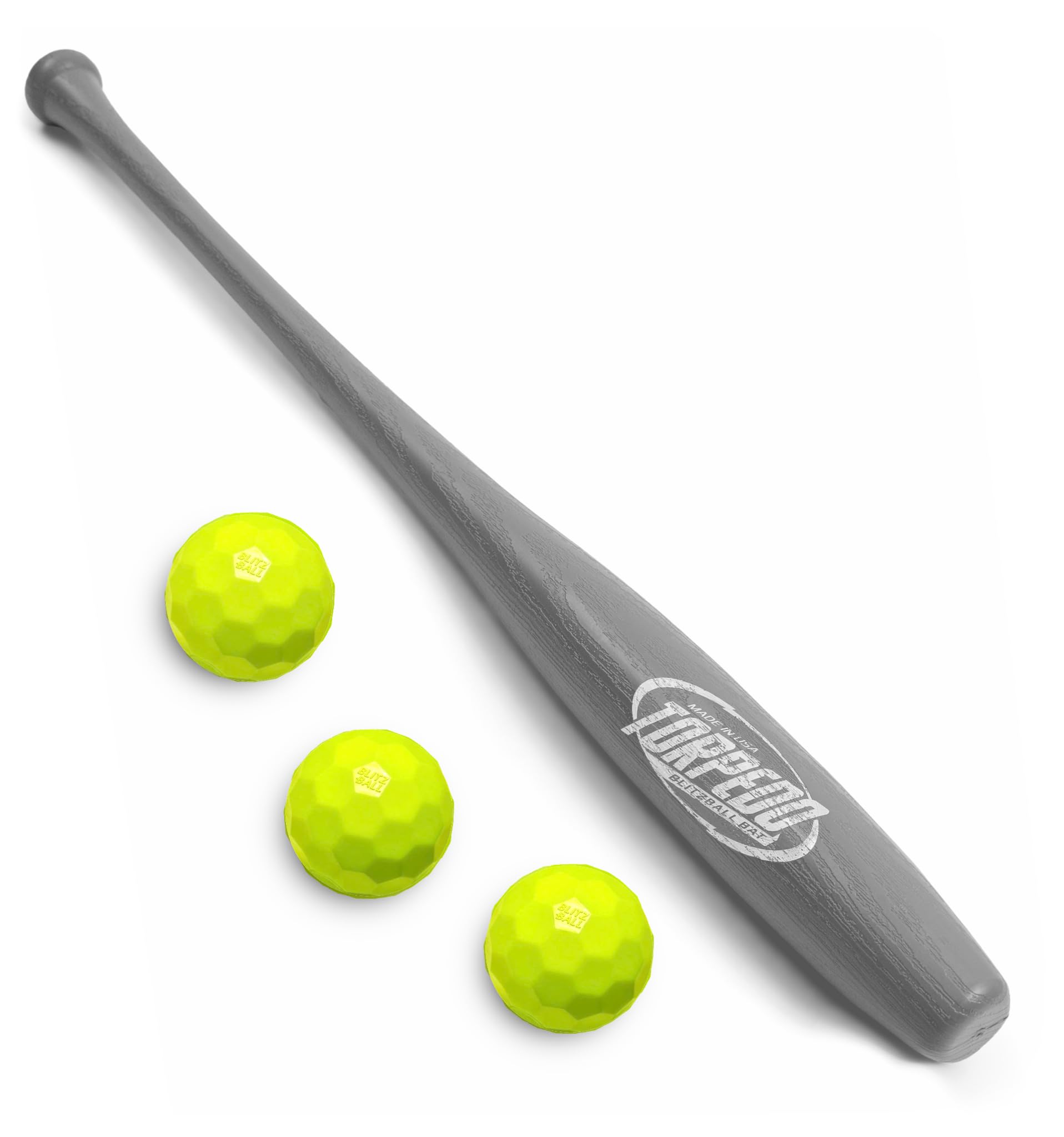 BLITZBALL Torpedo Set - Includes (3) Official Brand Balls & (1) Torpedo Bat - Made in USA
