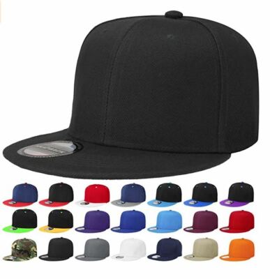 Classic Snapback Hat Cap Hip Hop Style Flat Bill Blank Solid Color Adjustable Size