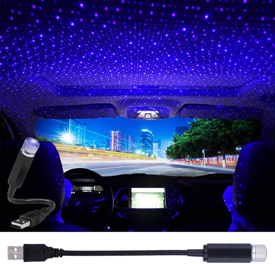 LEDCARE USB Star Projector Night Light, Portable Adjustable Romantic Interior Roof Lights Star Lamp Projector Decorations for Car, Ceiling, Bedroom (Violet Blue)