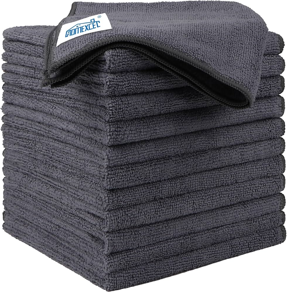 HOMEXCEL Microfiber Cleaning Cloth 12 Pack, 12.5 x 12.5 inch Microfiber Towels for Cars, Ultra Absorbent Washing Cloth, Lint Free Streak Free Cleaning Rags for Car, Kitchen, and Window (Grey)