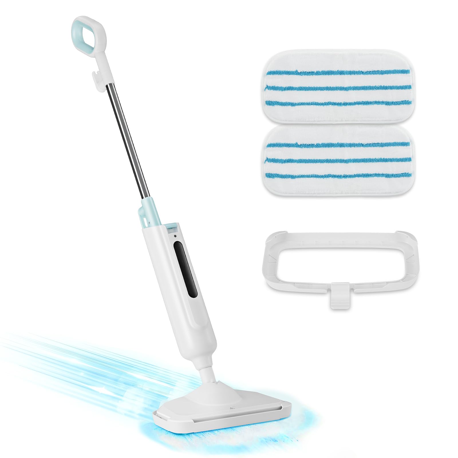 Simple Deluxe Steam Mop for Floor Cleaning, Lightweight Floor Steamer Cleaner Mop - Ideal for Hardwood/Tile/Laminate Floors Carpet, 2 Washable Pad, White and Gray