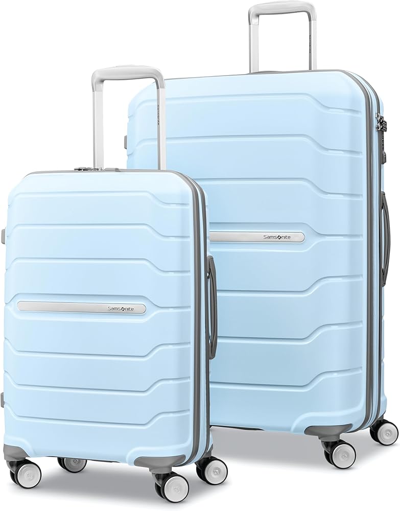 Samsonite Freeform 2-Piece Luggage Set - Carry-On & Large Checked Luggage with Dual Spinner Wheels - Durable Polypropylene Hardshell - TSA Lock, Airline-Approved - Expandable Hard Shell - Sky Blue