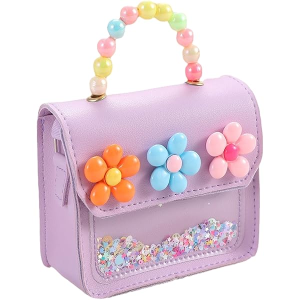 Girls Toddler Purse Flower Kids Purse Little Girl Crossbody Bag Birthday Gifts for 3-8 Year Old (Purple)