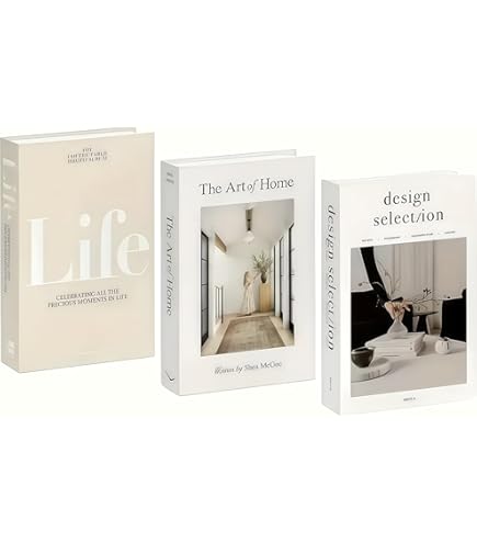 3 Pieces Decorative Book Set, Modern Faux Books for Home Decor, White and Beige for Home Decor, Room Decor Entryways,Living, 10.5 x 6.7 x 1.65 inches