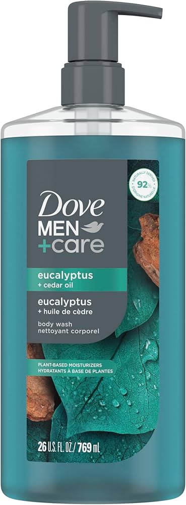 DOVE MEN Moisturizing Body Wash | #1 Dermatologist Body Wash for Men, Sulfate Free, Paraben Free, & Dye Free | Eucalyptus + Cedar Oil, 26oz