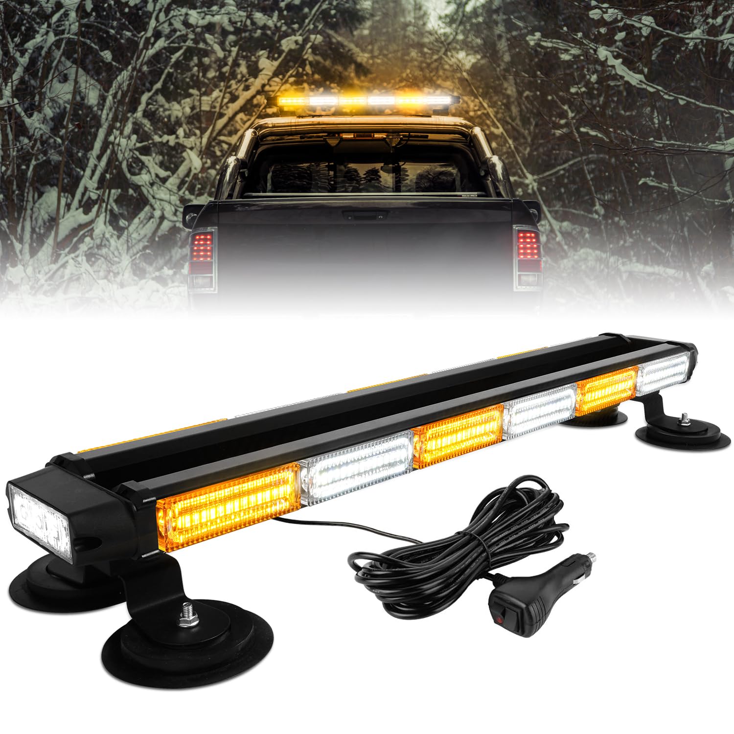 26 Inch Emergency Rooftop LED Strobe Light Bar Amber White