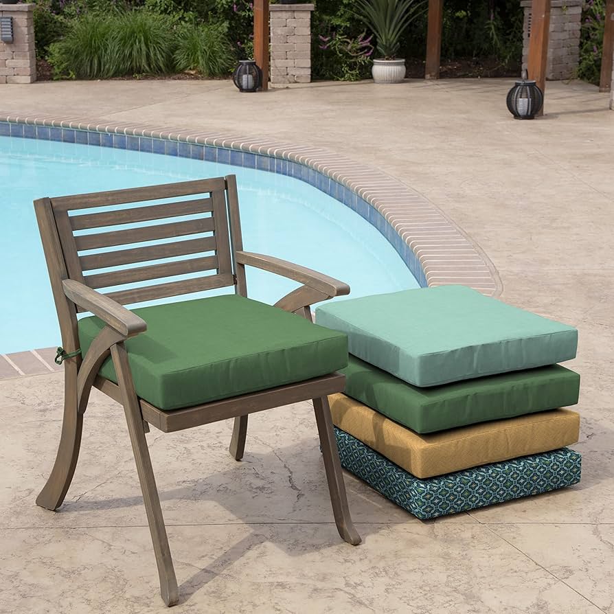 Arden Outdoor Foam Deep Seat Cushion Set, 24x24, Premium High-Density Foam, Never Flattens, Weather-Proof for Patio Chair Sofa Couch, Bright Moss Green Leala