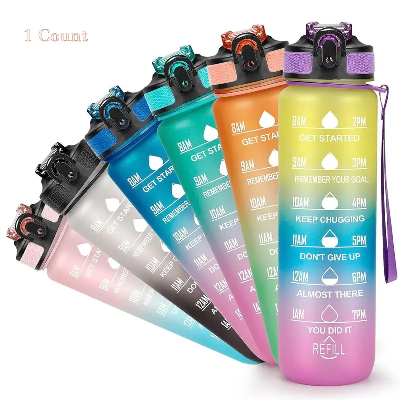 Sports Water Bottle with Straw,32 OZ Water Bottles with Time Marker for Boys and Girls,Simple Modern Water Bottle Plastic Leakproof Bpa Free,Waterbottle for Adults,School,Gym,Outdoor