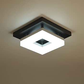 8in 12Watt Flush Mount led Ceiling Light fixtures.Modern Ceiling Lamps for Hallways,Balcony,Cloakroom, Small Closet,Washrooms,stairwell,Square,Black
