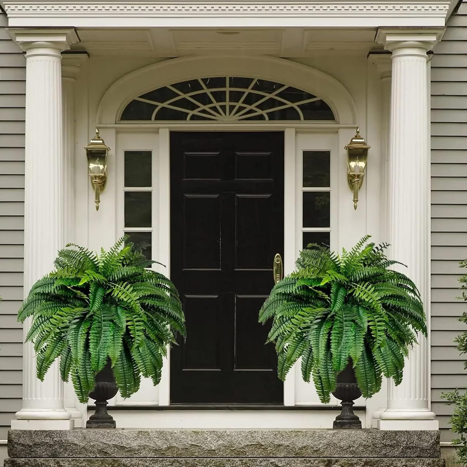 45 Inch Artificial Boston Ferns UV Resistant Outdoor Fake Plants 2 Pcs