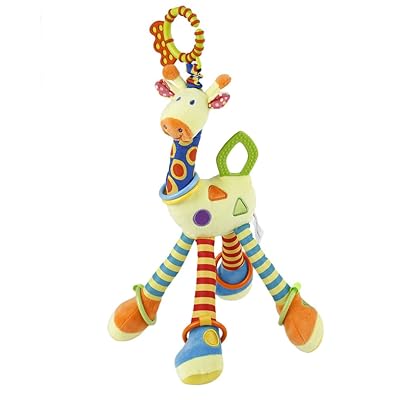 Soft Giraffe Animal Handbells Rattles Plush Infant Toddler Car Bed Hanging Toy Baby Early Education Development Handle Toys