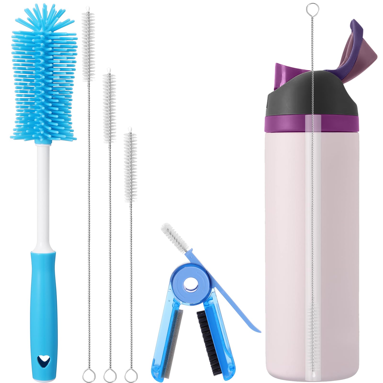 Palksky Water Bottle Cleaning Brush Kit, Brush and Straw Cleaner for Owala, 5 PCS