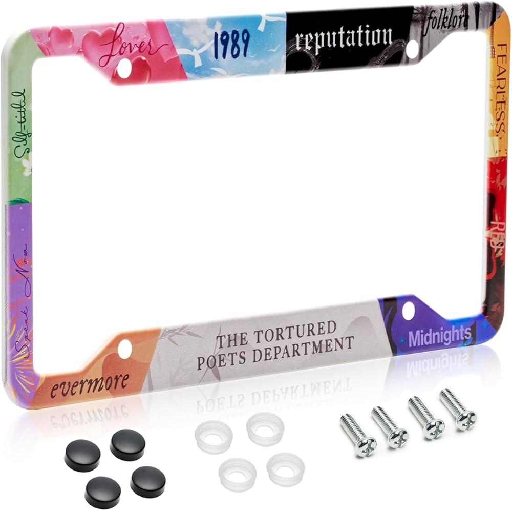 License Plate Frame for Car, All Music Verson Plate Frame with Screws for Standard Us Canada License Plate Holder, Stainless Steel Car Accessories 12x6 Inch