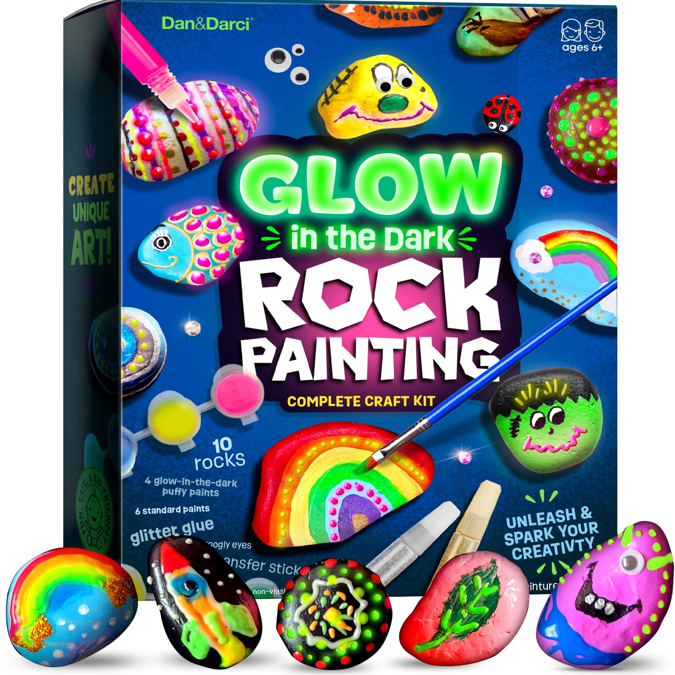 Dan&Darci Glow in the Dark Rock Painting Kit