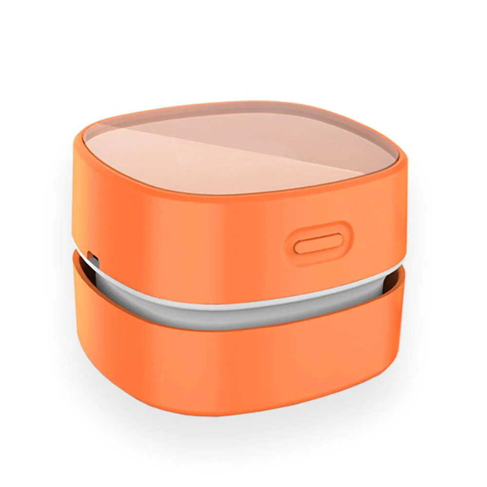 ODISTAR Desktop Vacuum Cleaner,Mini Table dust Sweeper Energy Saving with auto Power-Off Function,High Endurance up to 400 mins,Cordless&360º Rotatable Design for Keyboard/Office(Orange Charging)