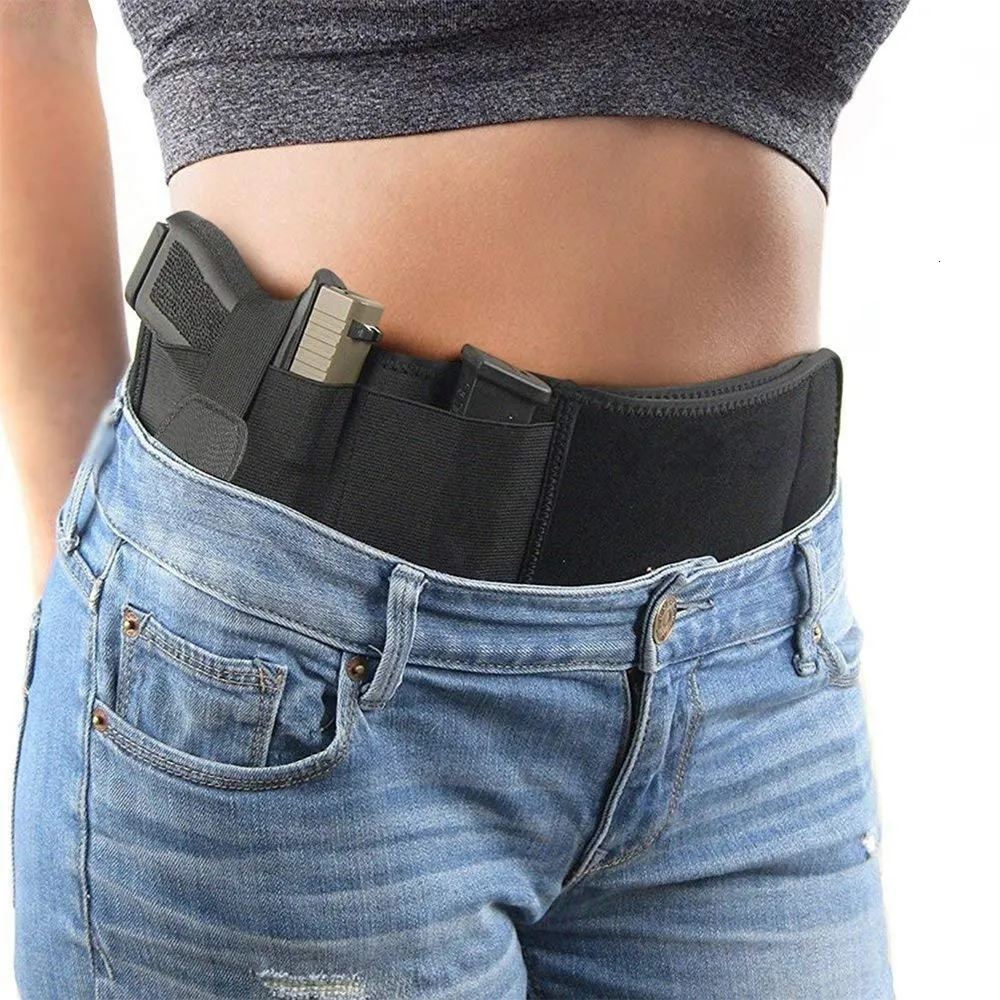Waist Band Belt for Outdoor Hunting Fitness Defense Use Tactical Belly Gun Holster Portable Hidden Phone Bag Concealed Carry