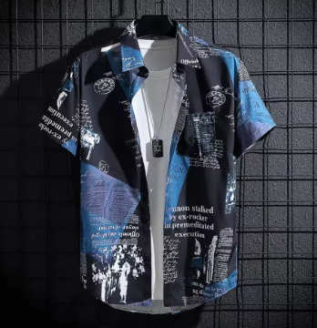 Men's Short sleeve Print Shirts Thin Beach Top Seaside Leisure Men's Essential Clothes