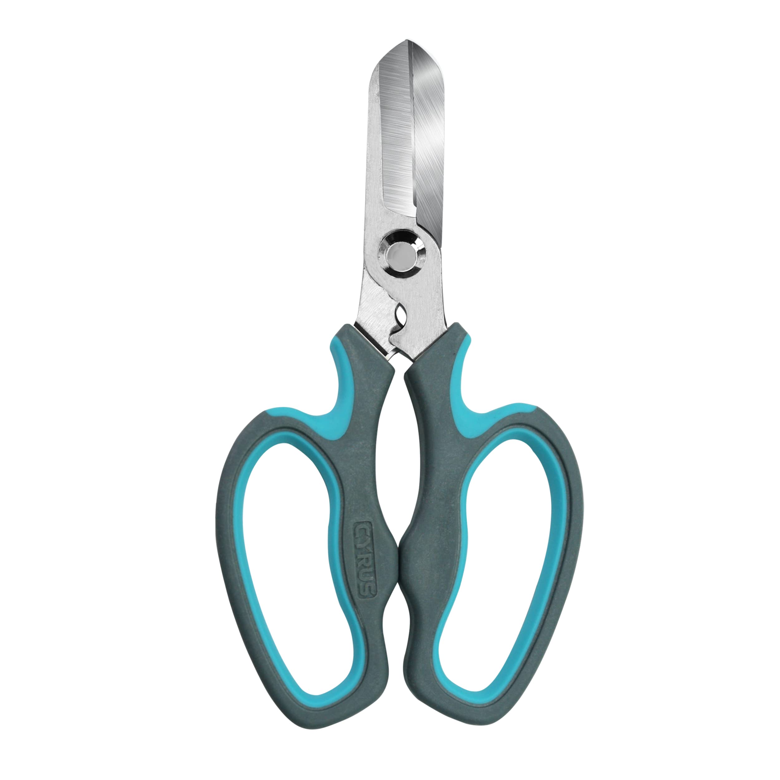 CYRUS Flower Scissors Floral Shears for Cutting Flowers,Garden Shears with Integrated Stab Remover,Florist Cutters Rose Snips,Blue