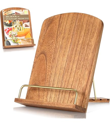 Beautiful Cookbook Stand for Your Kitchen Counter - Solid Wood Stand Easily Keeps Cook or Recipe Books Open for Convenient Cooking - Perfectly Fits Your iPad/Tablet and Enhances Any Kitchen Decor