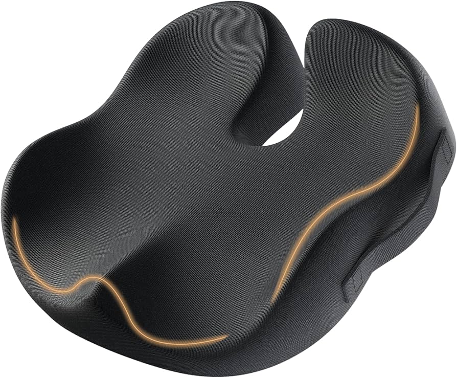ProtoArc Seat Cushion, Office Chair Cushion for Sciatica, Coccyx Cushion, Ergonomic Memory Foam Seat Cushion for Car, Home, Pressure Relief Pad for Hip, Tailbone, All Day Comfort - Black