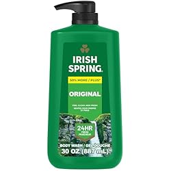 Irish Spring 5 in 1 Moisturizing Body Wash for Men, Shampoo, Conditioner, Body and Face Wash, and 24 Hour Deodorizer, Paraben-Free, Fresh Eucalyptus & Bergamot Scent, 30 fl oz - Packaging may vary