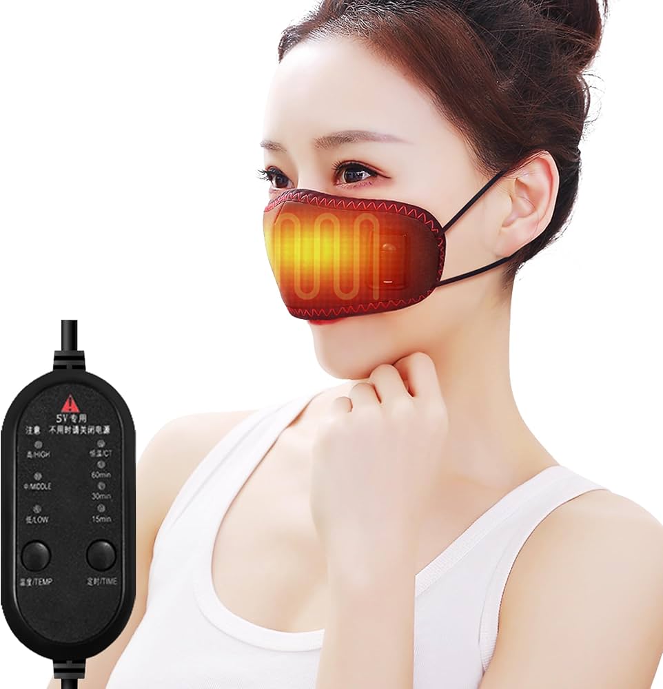 Battery Powered Red Light Heating Nose Mask Windproof Relieve Seasonal Rhinitis Allergies Face Warmth Outdoor Cycling Portable