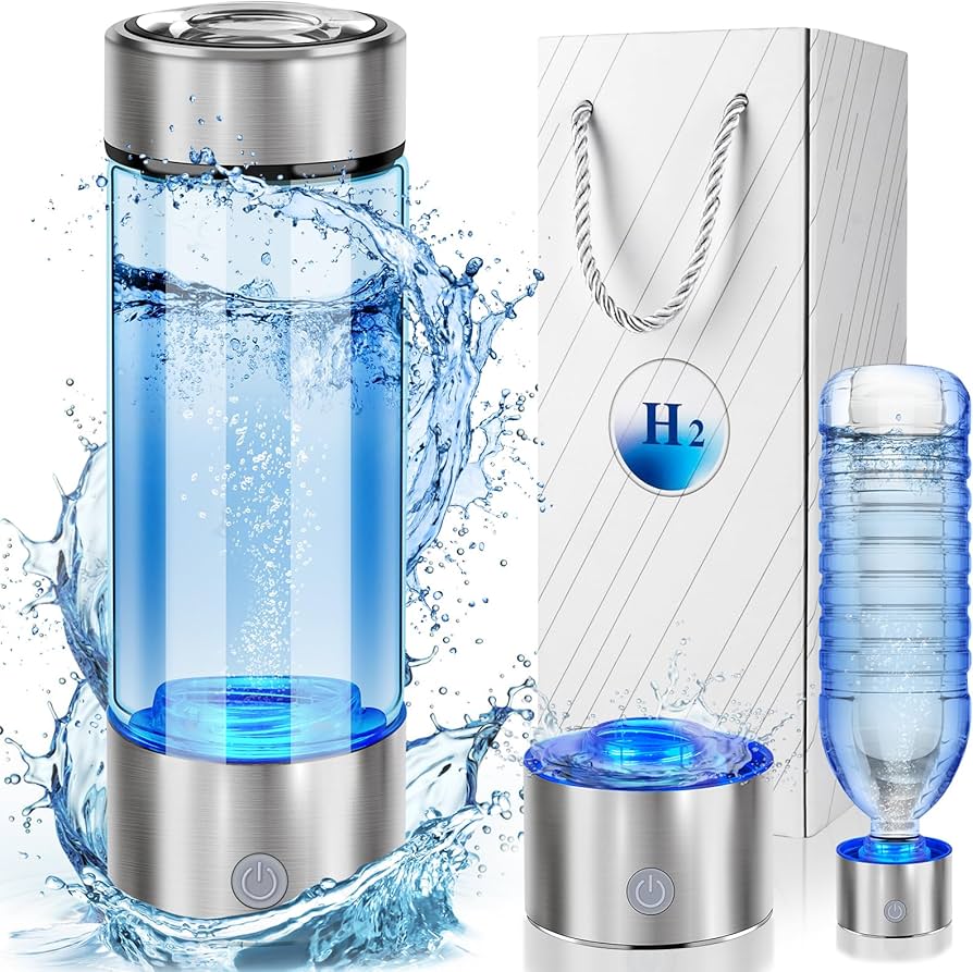 Hydrogen Water Bottle Generator 2026 with 6000 PPB SPE/PEM Technology Glass Bottle for Kidney Health Silver Touch Gift for Fami