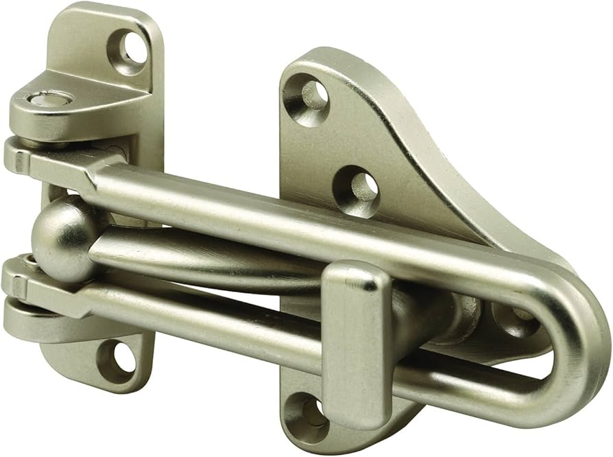 Prime-Line U 11316 Swing Bar Door Guard With High Security Auxiliary Lock, Satin Nickel Finish (Single Pack)