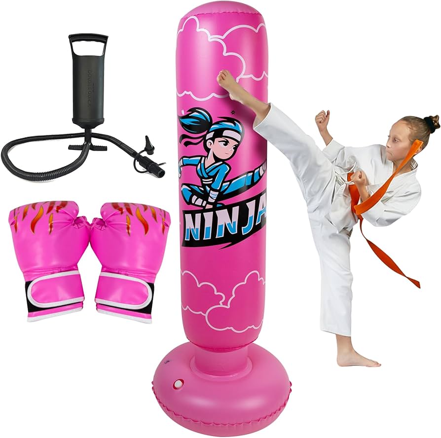 Onirii Kids Inflatable Punching Bag,66 Inch Large Stable Kids Inflatable Boxing Bag Toy Set with Gloves,Great Gifts for Boys & Girls Age 6-12 for Taekwondo,MMA and Practicing Karate