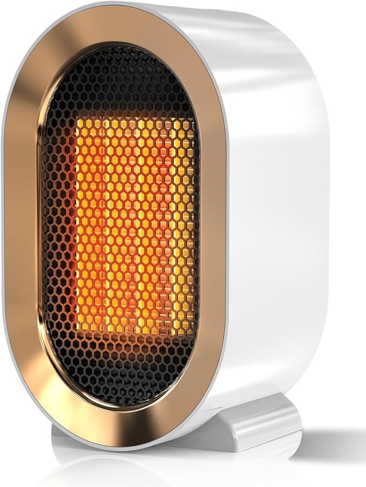QQT Space heater,Corded Portable PTC Ceramic Space Heater for Indoor Use,Quiet Desk Heater for Office,Energy-Saving Bathroom Heater,Tipping and Overheating Protection,Dumping Shutdown,White