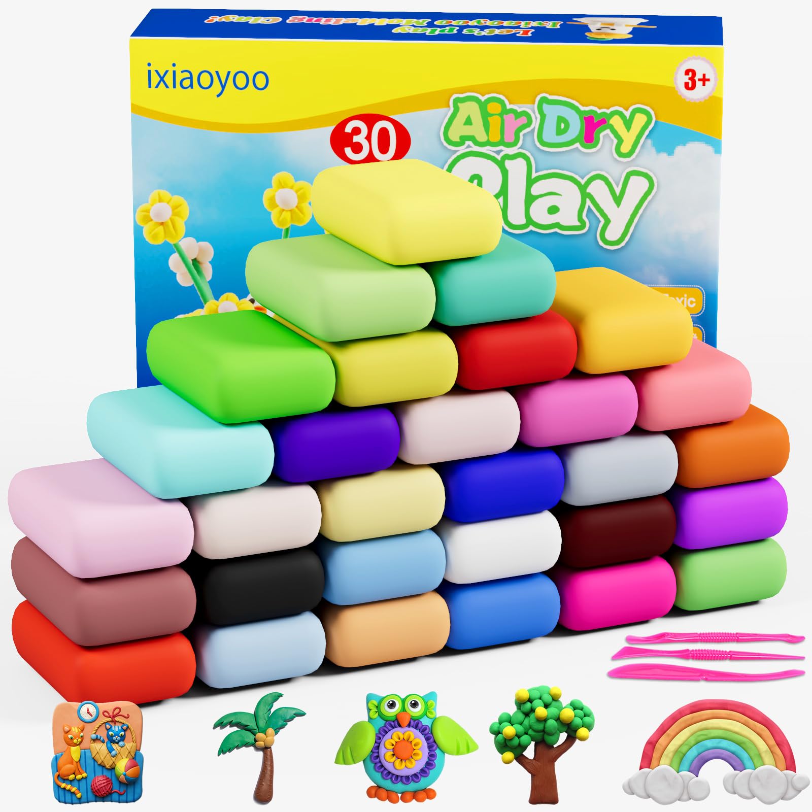 Ixiaoyoo 30 Color Air Dry Clay Set for Kids