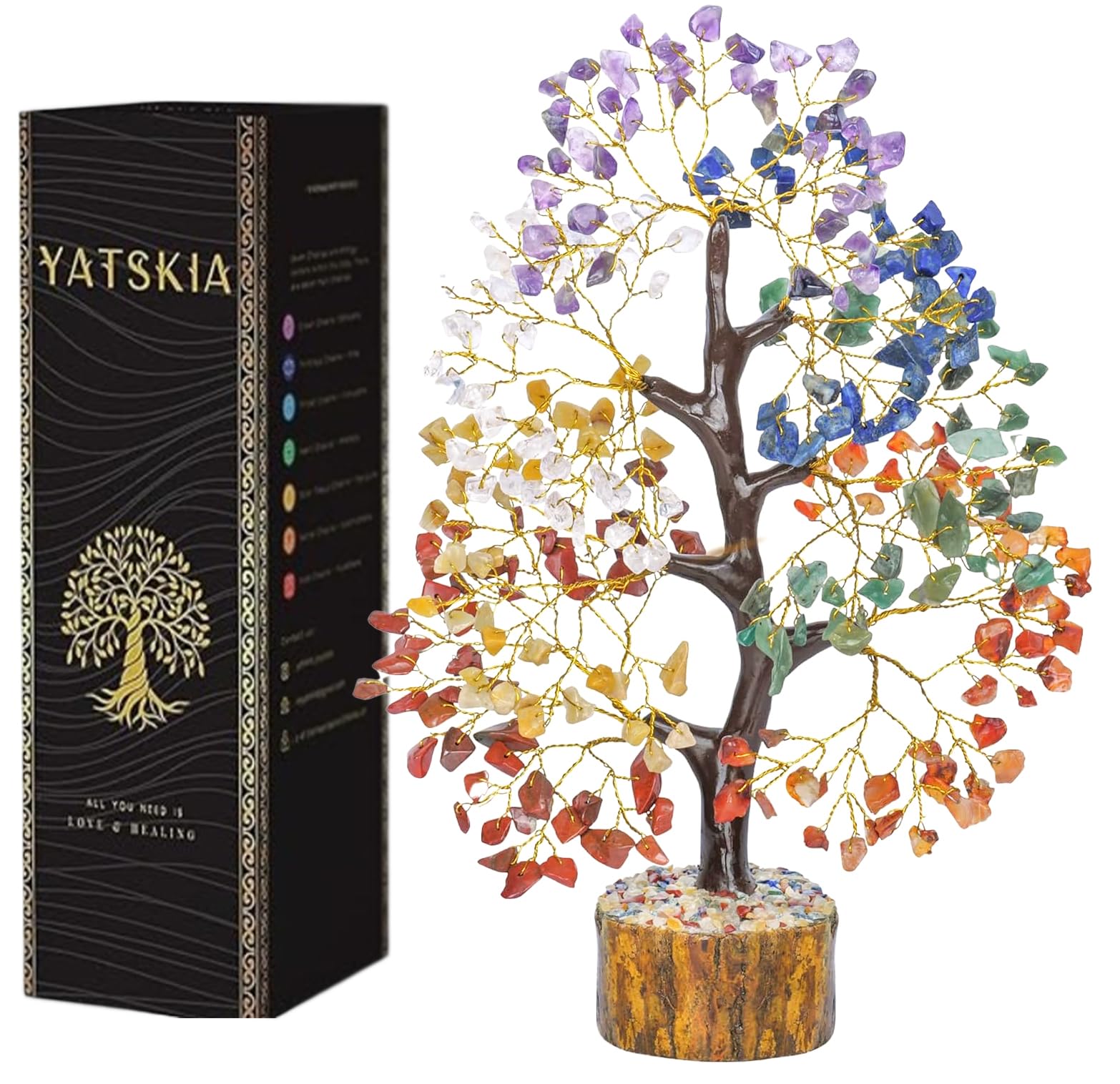 YATSKIA 7 Chakra Tree of Life - Crystals and Healing Stones | Birthday Gifts for Women | Crystal Tree for Positive Energy | Home Office Decor | Spiritual Gifts for Women