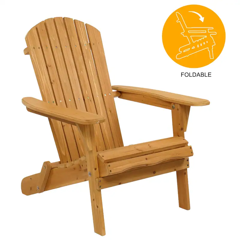 Folding Wooden Adirondack Lounger Chair with Natural Finish