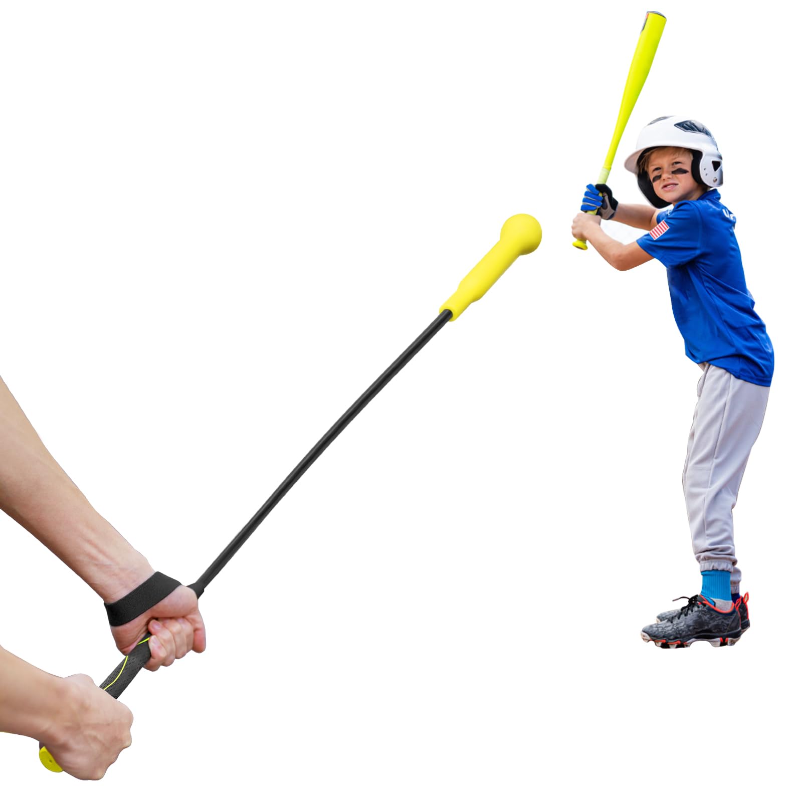Baseball Hitting Stick,Batting Practice Equipment for Baseball and Softball,Extended Handlebar with Grip Strap,Ideal One-on-One Baseball Training Equipment