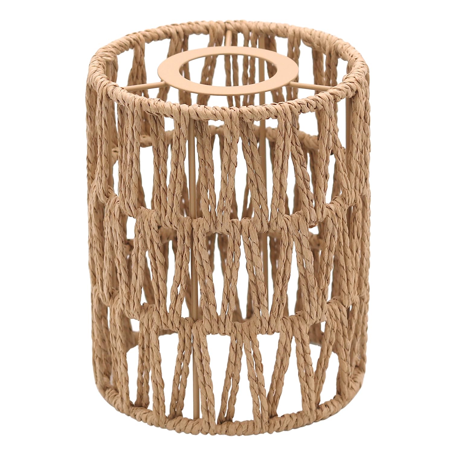 1-Pack Boho Rattan Lamp Shades, 5.9" H x 4.7" D Woven Small Shade Replacement, 3-Tier 1.62in Fitter Farmhouse Pendant Light Cover for Chandelier Floor Wall Lamp(Brown)