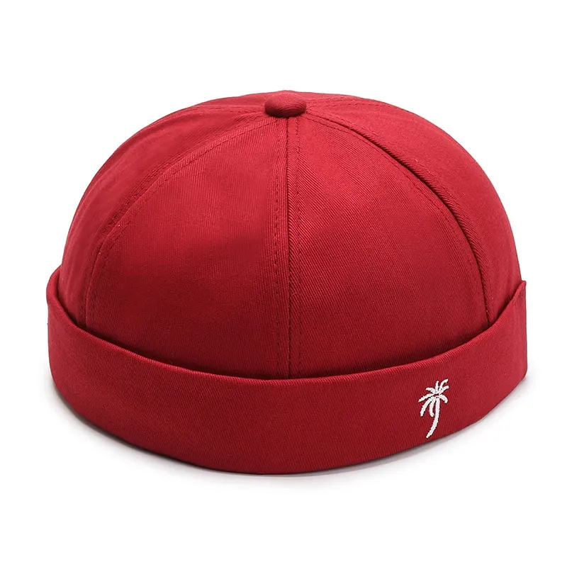 Beanie Hats Men Women Spring Autumn Landlord Hat Streetwear Hip Hop Brimless Hat Embroidered Coconut Tree Docker Cap Wholesale