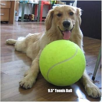 Big Tennis Ball for Dogs, Giant Dog Tennis Ball Toy Large Outdoor Sports Gift for Small Medium Large Dog (Yellow, 9.5 inch)