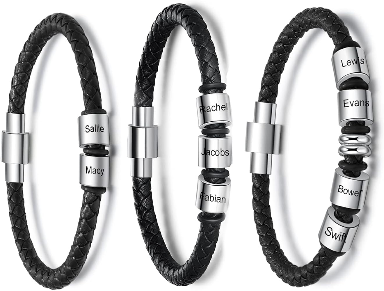 Personalized Men Engrave Family Name For Men Father's Day gift Christmas Gift For Boyfriend Husband Custom Beads Charm For Men