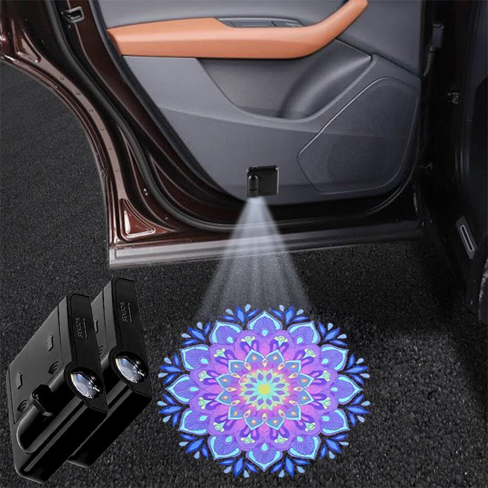 Mandala Purple Lotus Car Door Projector Lights 2 Pcs